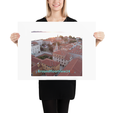 Roof Sunset View Poster with groundfloorview24 with House Logo
