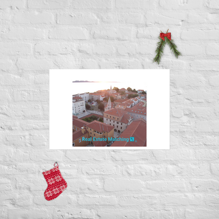 Roof Sunset View Poster with realestatematching with key Logo