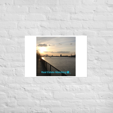 Awesome River View Poster with realestatematching with key Logo