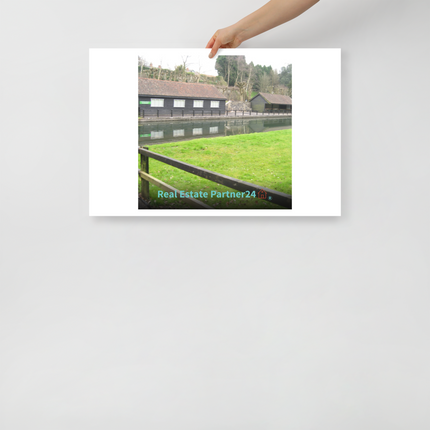 Lakeside Serenity Poster with realestatepartner24 with house Logo