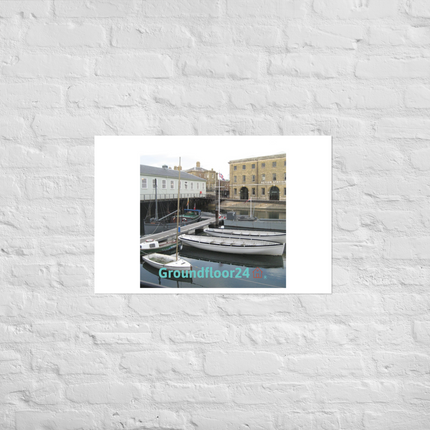 Boat on Water Poster with Groundfloor24 with House Logo