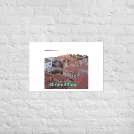 Roof Sunset View Poster with Groundfloor with House Logo