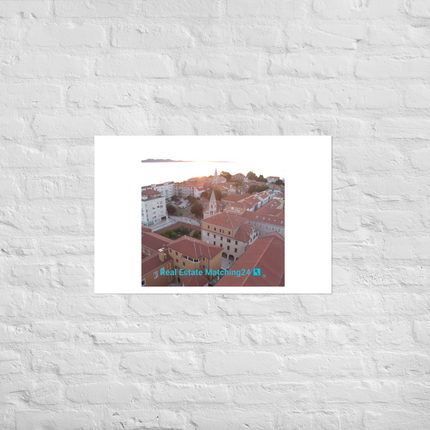 Roof Sunset View Poster with realestatematching24 with key Logo