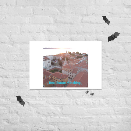 Roof Sunset View Poster with realestatematching without key Logo