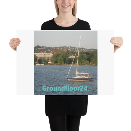 Boat on the River Poster with Groundfloor24 without House Logo