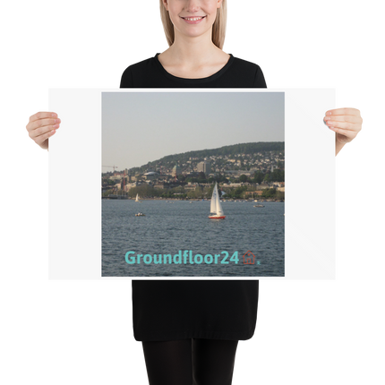 Beutiful River & Hills Sinari Poster with Groundfloor24 with House Logo