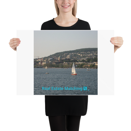 Beutiful River & Hills Sinari Poster with realestatematching with key Logo