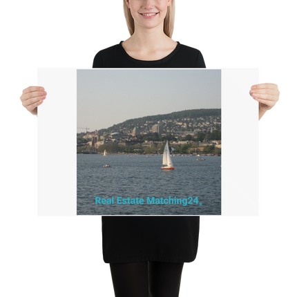 Beutiful River & Hills Sinari Poster with realestatematching24 without key Logo