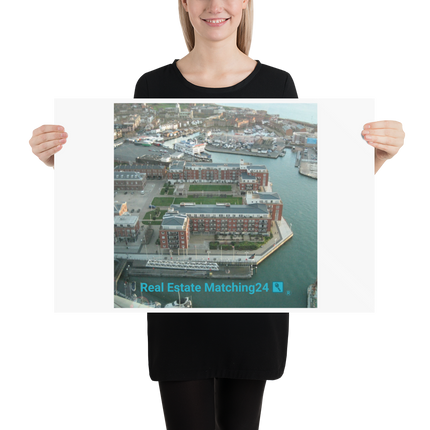 Nice City Poster with realestatematching24 with key Logo