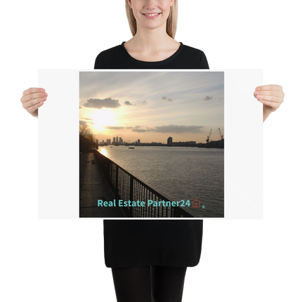 Awesome River View Poster with realestatepartner24 with house Logo