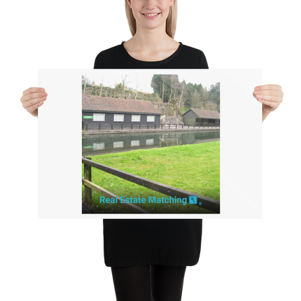 Lakeside Serenity Poster with realestatematching with key Logo