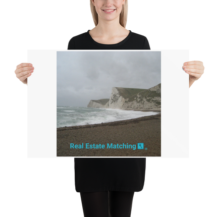 Waves and Sand Poster with realestatematching with key Logo