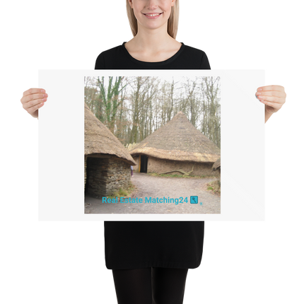 Village Charm Poster with realestatematching24 with key Logo