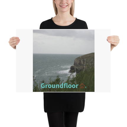Seaside Serenity Poster with Groundfloor with House Logo