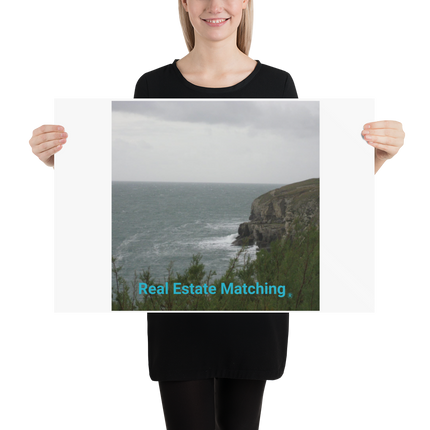 Seaside Serenity Poster with realestatematching without key Logo