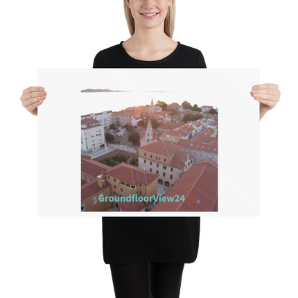 Roof Sunset View Poster with groundfloorview24 with House Logo