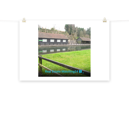 Lakeside Serenity Poster with realestatematching24 with key Logo