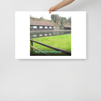 Lakeside Serenity Poster with realestatepartner24 with house Logo