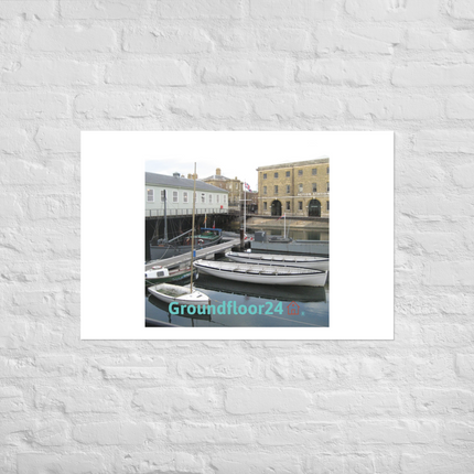 Boat on Water Poster with Groundfloor24 with House Logo
