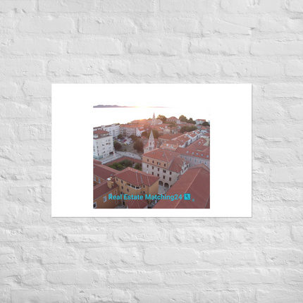 Roof Sunset View Poster with realestatematching24 with key Logo