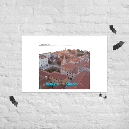Roof Sunset View Poster with realestatematching without key Logo