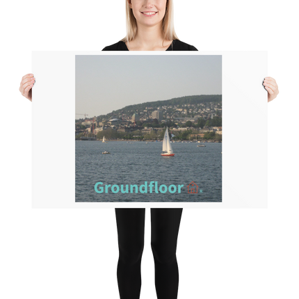Beutiful River & Hills Sinari Poster with Groundfloor with House Logo