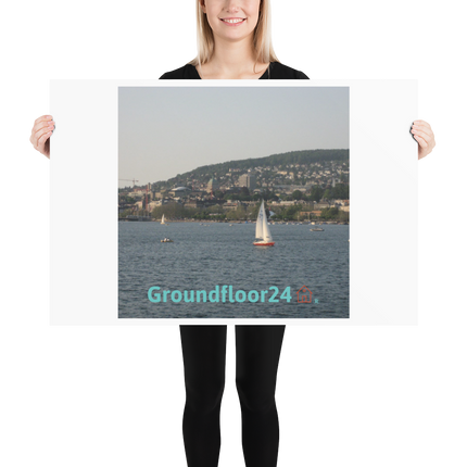 Beutiful River & Hills Sinari Poster with Groundfloor24 with House Logo