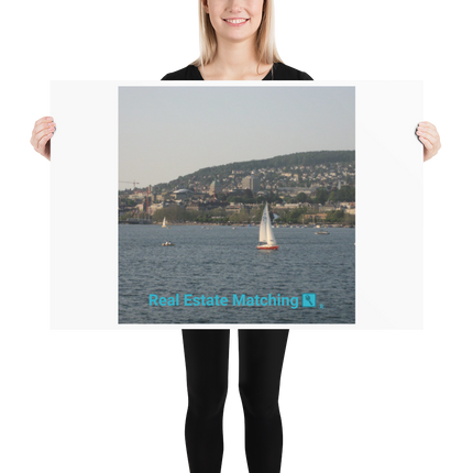 Beutiful River & Hills Sinari Poster with realestatematching with key Logo