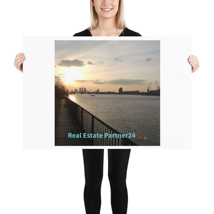 Awesome River View Poster with realestatepartner24 with house Logo