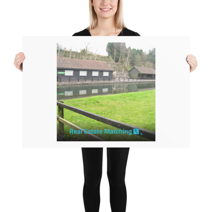Lakeside Serenity Poster with realestatematching with key Logo