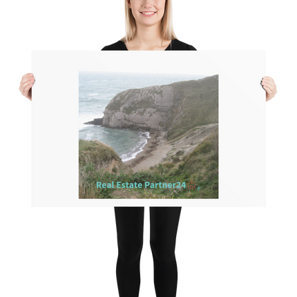 Sea & Hills Poster with realestatepartner24 with house Logo