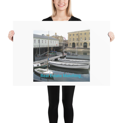 Boat on Water Poster with realestatematching without key Logo