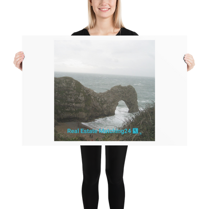 Coastal Escape Poster with realestatematching24 with key Logo