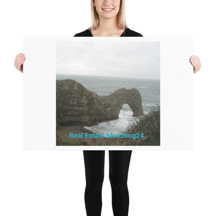 Coastal Escape Poster with realestatematching24 without key Logo