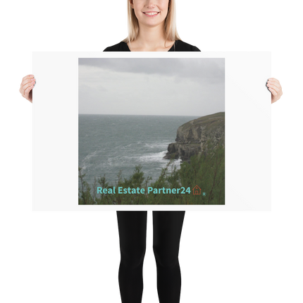Seaside Serenity Poster with realestatepartner24 with house Logo