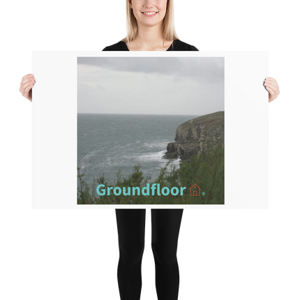 Seaside Serenity Poster with Groundfloor with House Logo