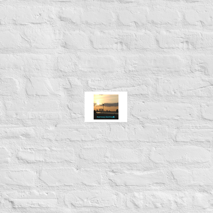 Majestic Sunset Poster with realestatematching with key Logo