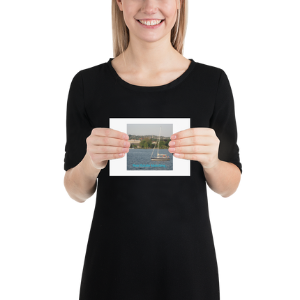 Boat on the River Poster with realestatematching without key Logo