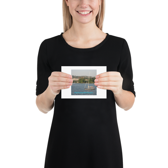 Boat on the River Poster with realestatematching24 without key Logo