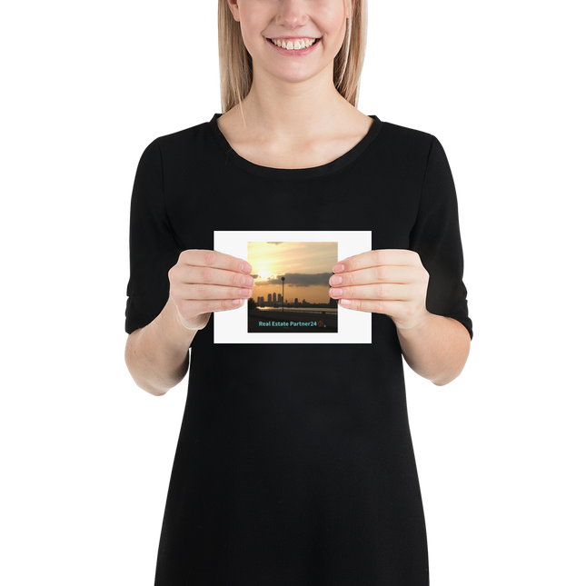 Majestic Sunset Poster with realestatepartner24 with house Logo