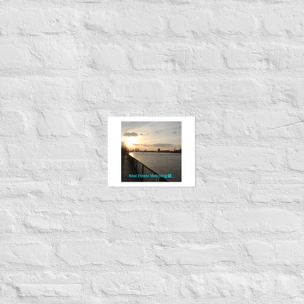 Awesome River View Poster with realestatematching with key Logo
