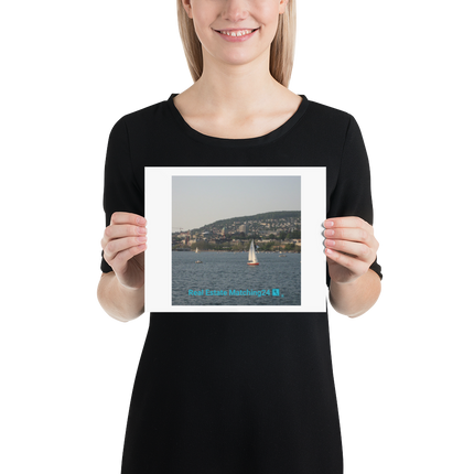 Beutiful River & Hills Sinari Poster with realestatematching24 with key Logo