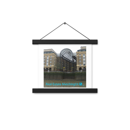 Hay's Galleria Poster with hangers with Real Estate Matching24 Logo