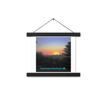 Beautiful Sunset Sinari Poster with hangers with realestatematching24 with key Logo