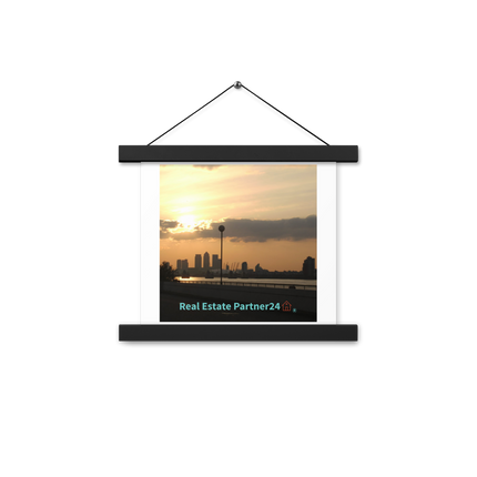 Majestic Sunset Poster with hangers with realestatepartner24 with house Logo