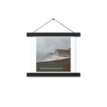 Waves and Sand Poster with hangers with realestatepartner24 with house Logo