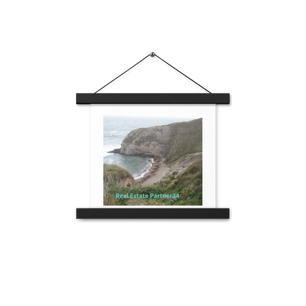 Sea & Hills Poster with hangers with realestatepartner24 with house Logo