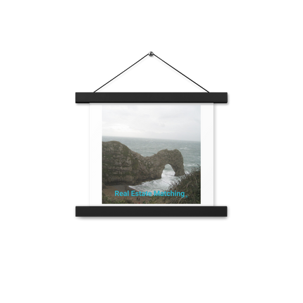 Coastal Escape Poster with hangers with realestatematching without key Logo