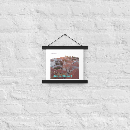 Roof Sunset View Poster with hangers with Groundfloor24 with House Logo