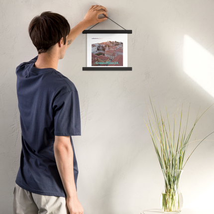 Roof Sunset View Poster with hangers with Groundfloor24 without House Logo